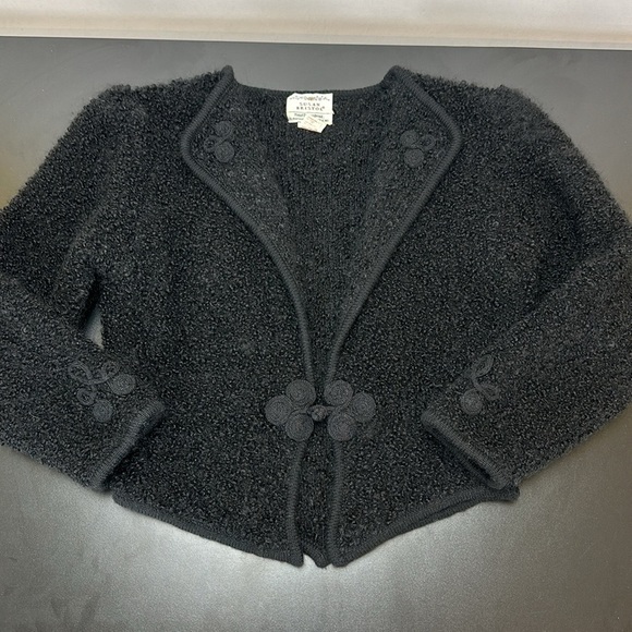 Vtg Susan Bristol Black Mohair Wool Hand Embroidered Cardigan Sweater Jacket S - Picture 14 of 14